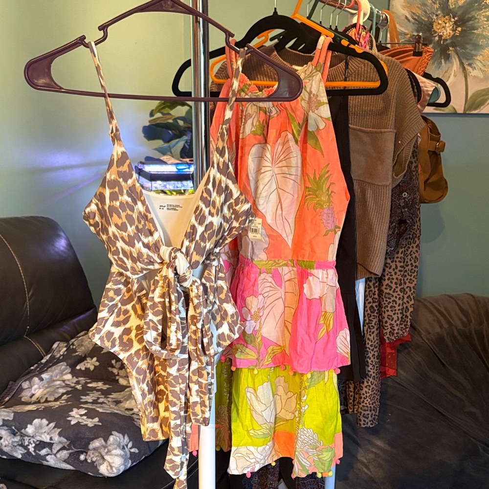 Aerie Brown Leopard Print Tie-Front Top